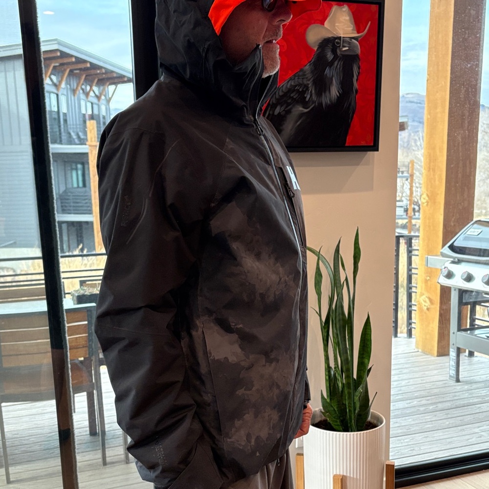 HH Men's Black and Orange Hooded Jacket